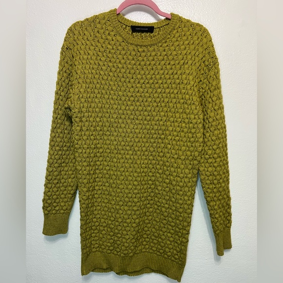 Cedric Charlier Dresses & Skirts - Cedric Charlier Chartreuse Green Textured Cable Knit Sweater Dress US Size‎ 6